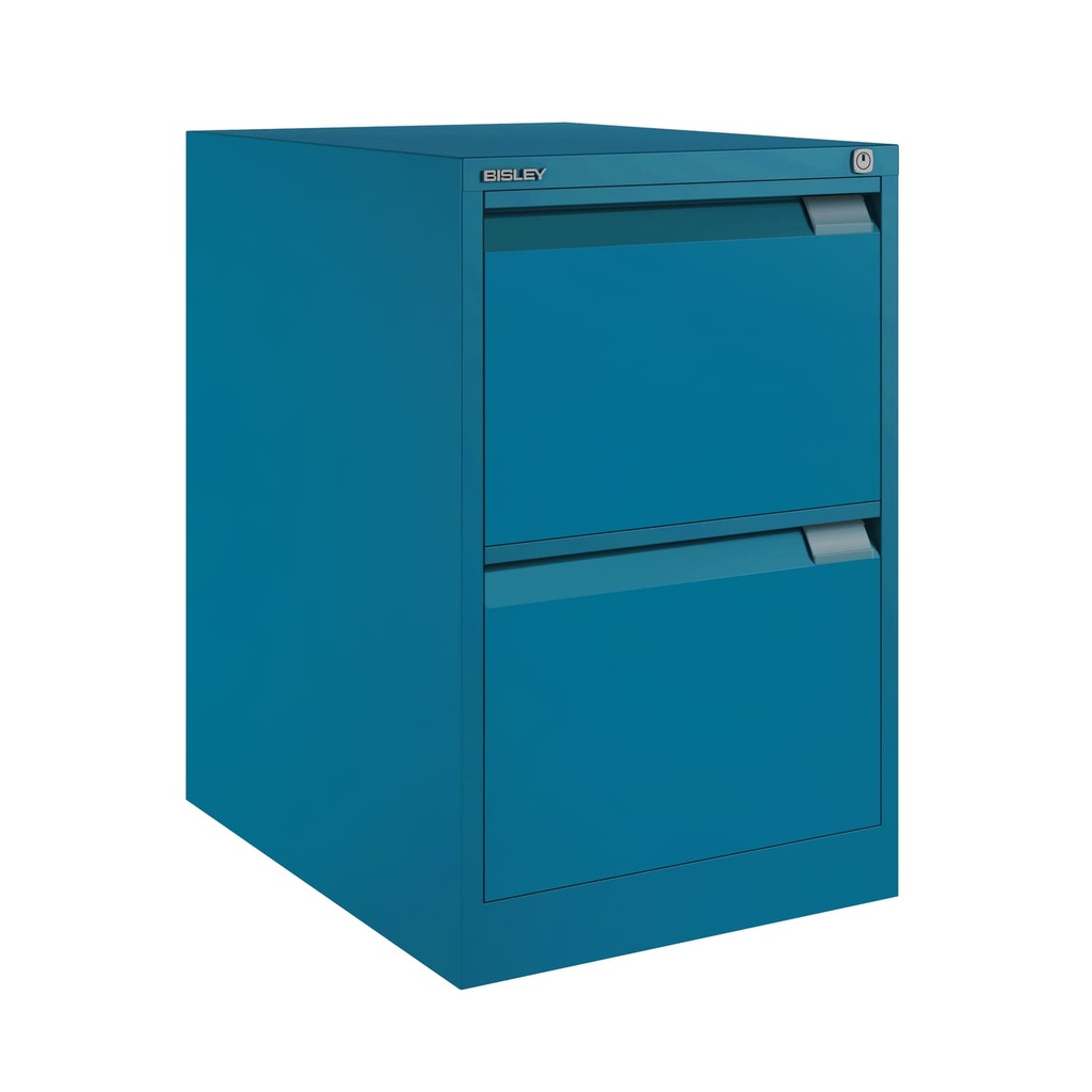 Archivador metálico Bisley BS Premium con dos cajones DIN-A4 para clasificar carpetas colgantes en color azul Azure