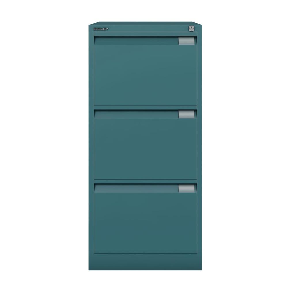 Archivador metálico Bisley BS Premium con tres cajones DIN-A4 para clasificar carpetas colgantes en color azul