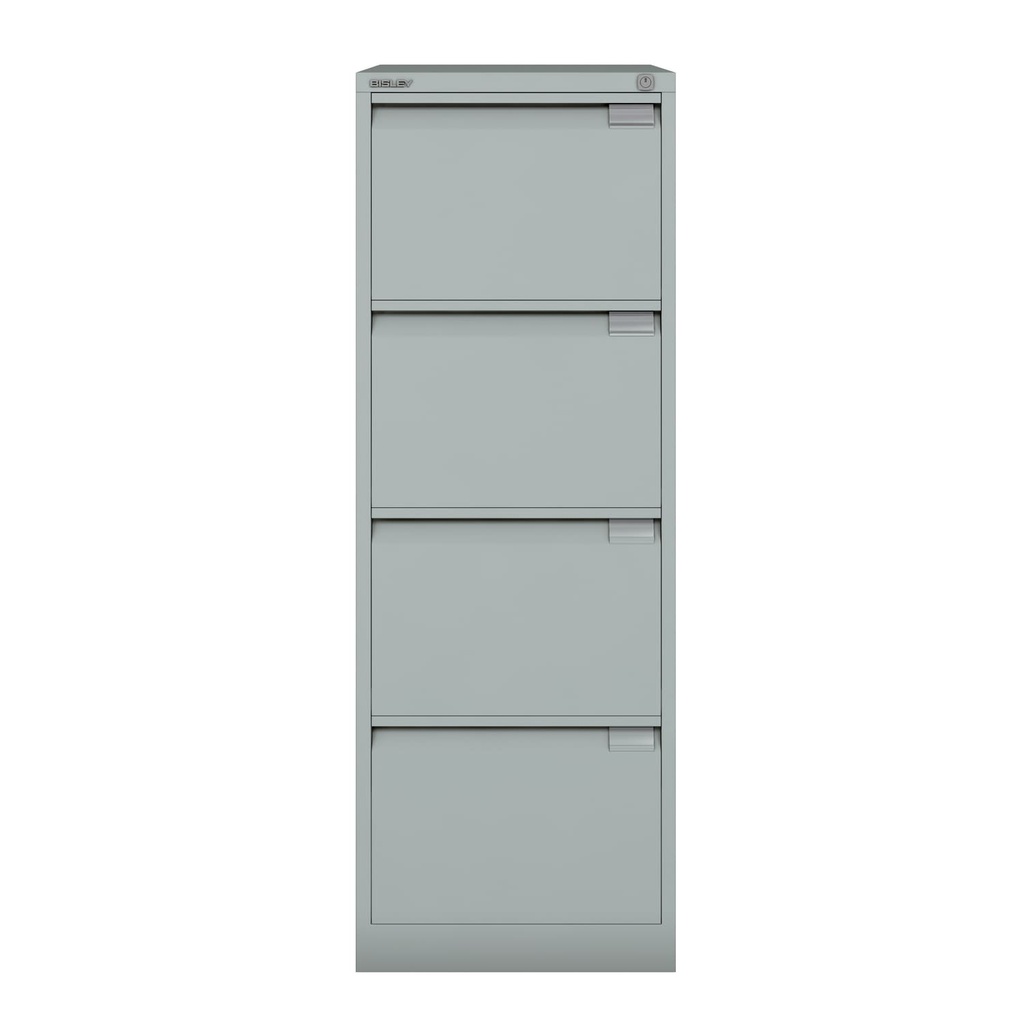 Archivador metálico Bisley BS Premium con cuatro cajones DIN-A4 para clasificar carpetas colgantes en color gris