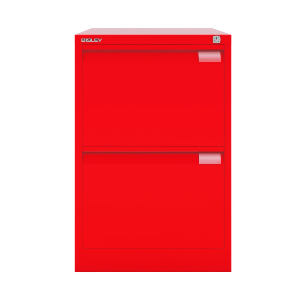 Archivador metálico Bisley BS Premium con dos cajones tamaño folio para clasificar carpetas colgantes en color naranja