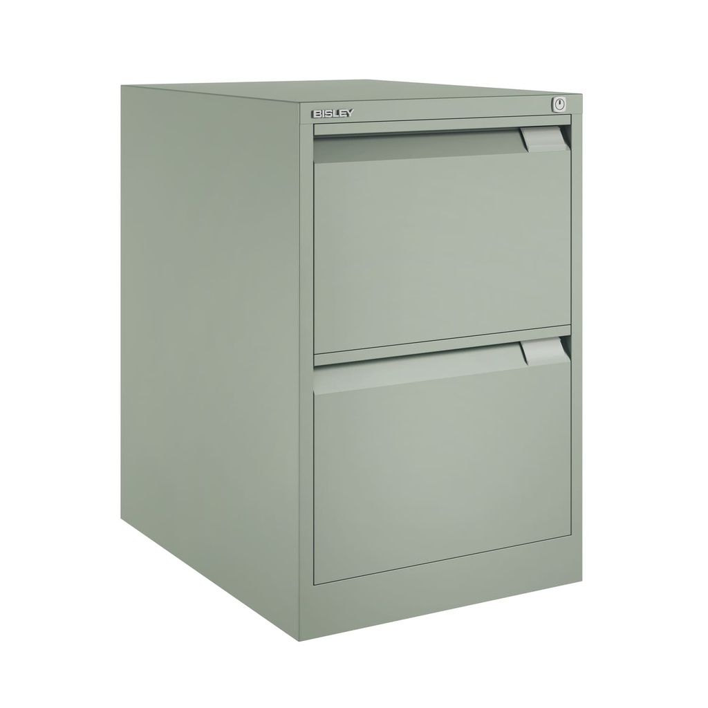 Archivador metálico Bisley BS Premium con dos cajones tamaño folio para clasificar carpetas colgantes en color gris oscuro