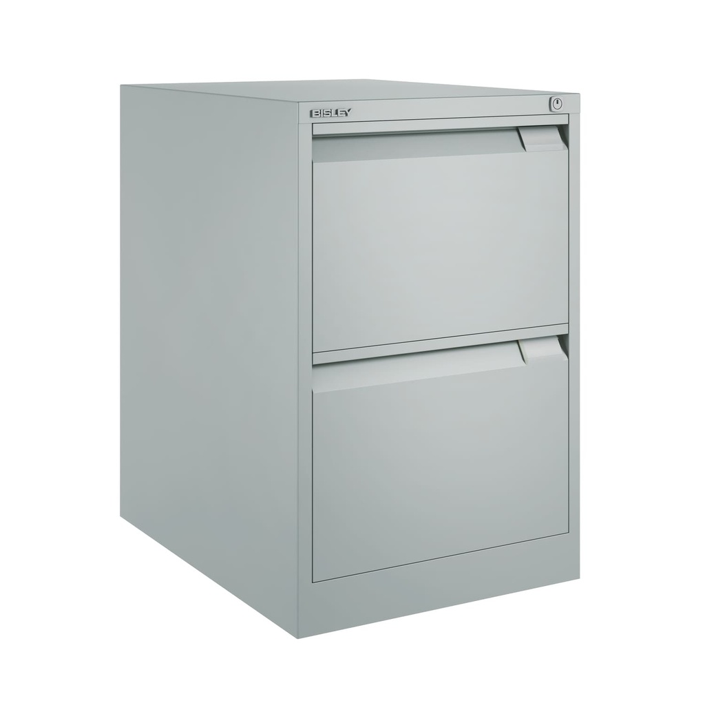 Archivador metálico Bisley BS Premium con dos cajones tamaño folio para clasificar carpetas colgantes en color gris medio