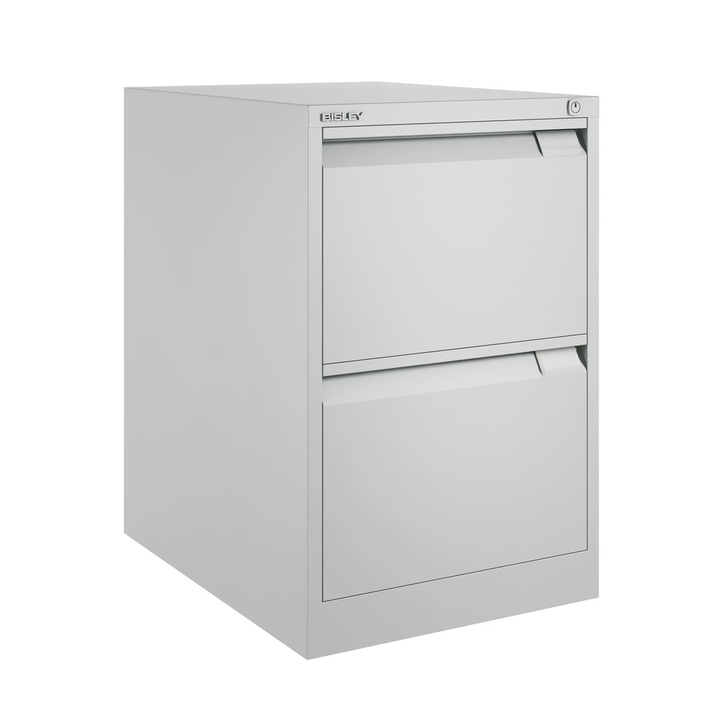 Archivador metálico Bisley BS Premium con dos cajones tamaño folio para clasificar carpetas colgantes en color gris claro