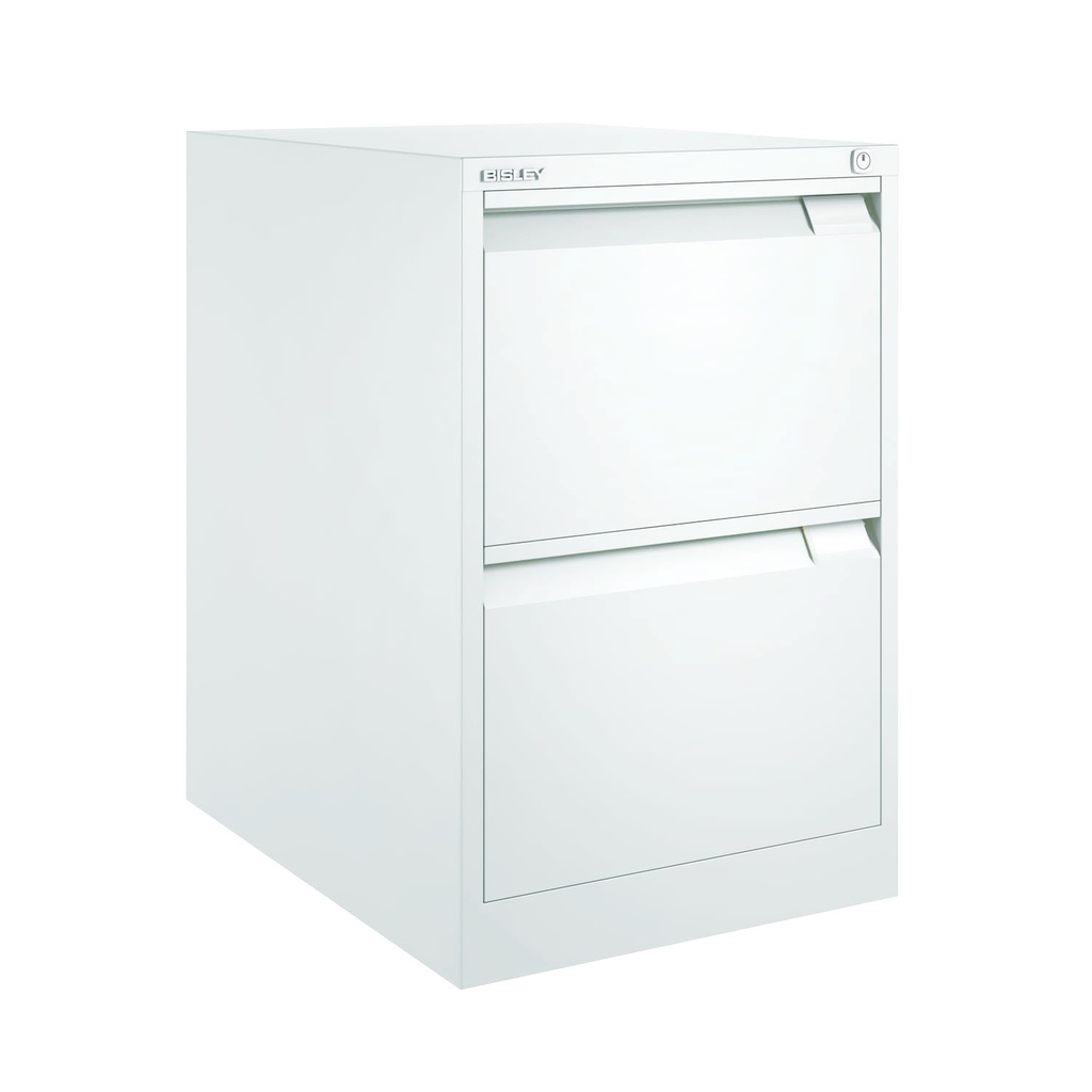 Archivador metálico Bisley BS Premium con dos cajones tamaño folio para clasificar carpetas colgantes en color blanco
