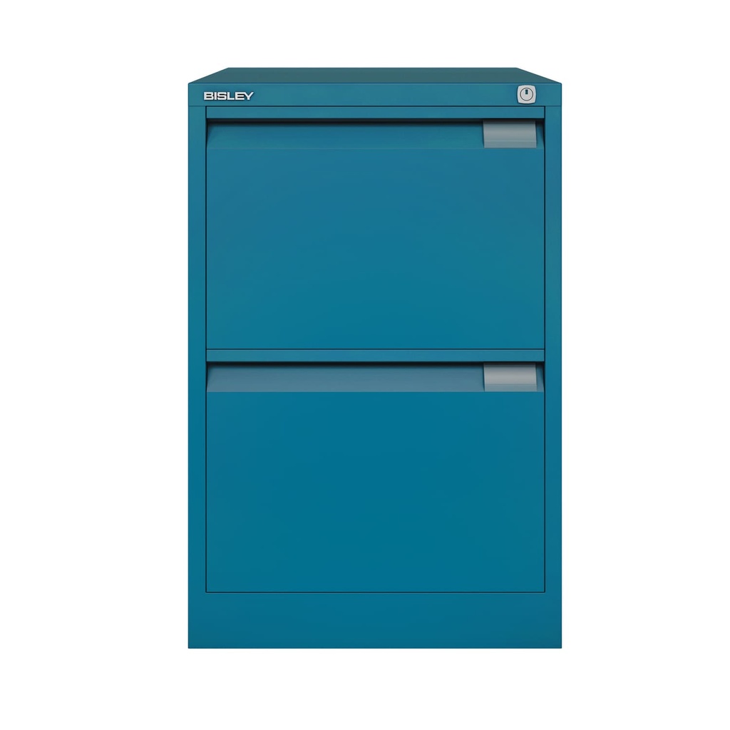 Archivador metálico Bisley BS Premium con dos cajones tamaño folio para clasificar carpetas colgantes en color azul