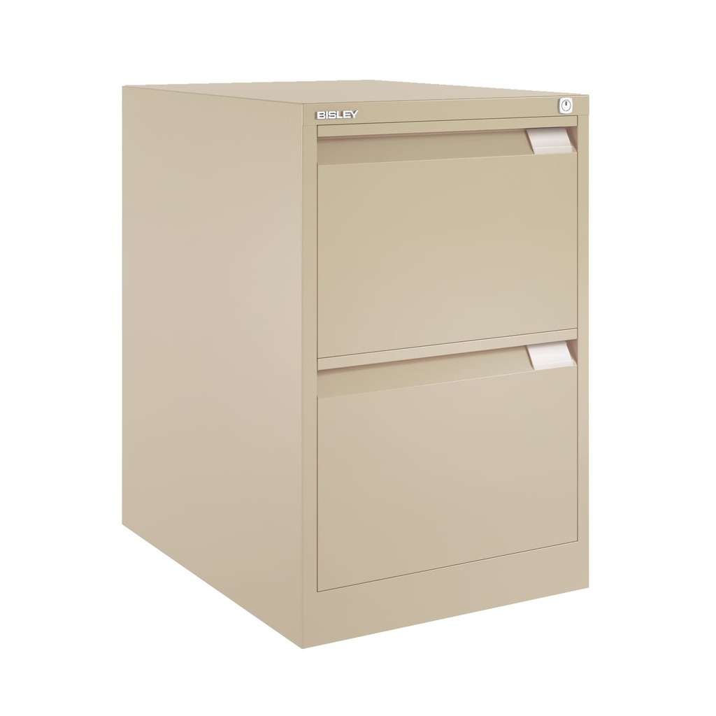 Archivador metálico Bisley BS Premium con dos cajones tamaño folio para clasificar carpetas colgantes en color beige