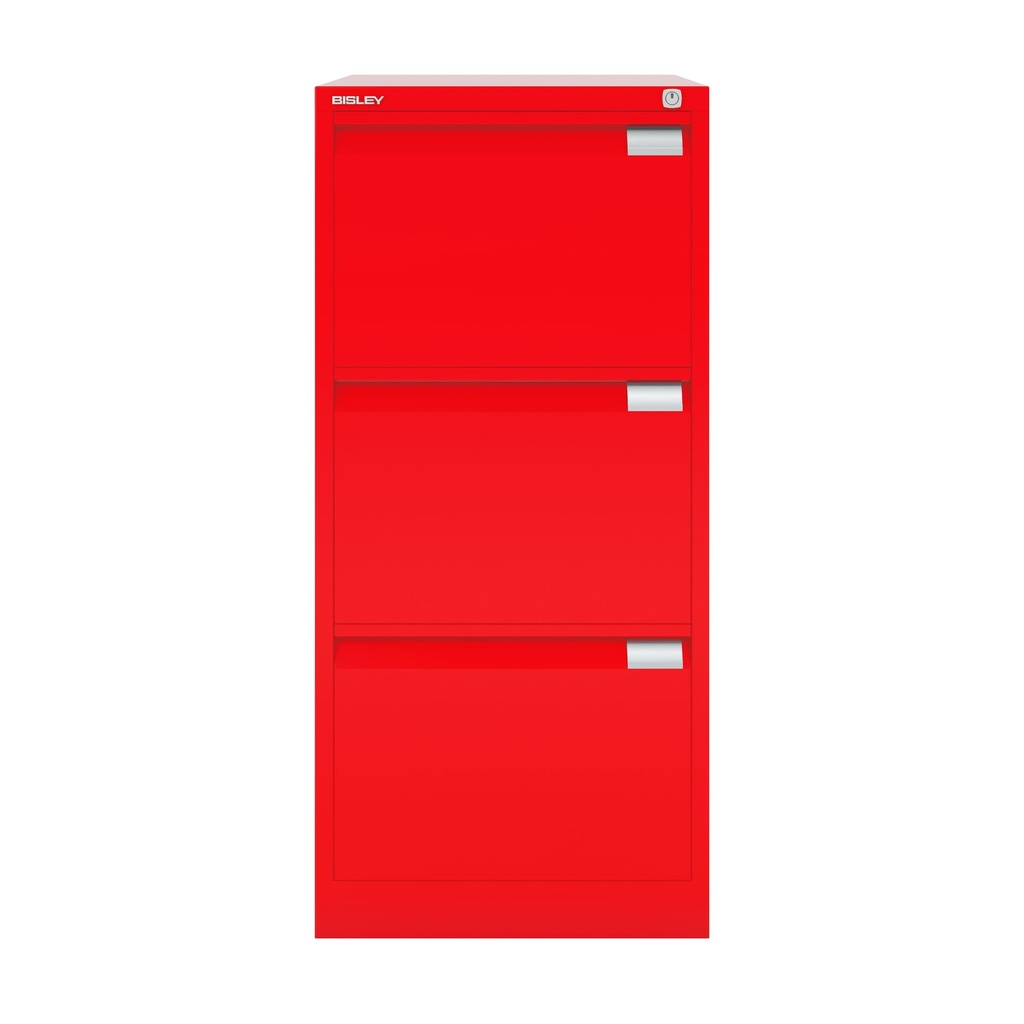 Archivador metálico Bisley BS Premium con tres cajones tamaño folio para clasificar carpetas colgantes en color naranja