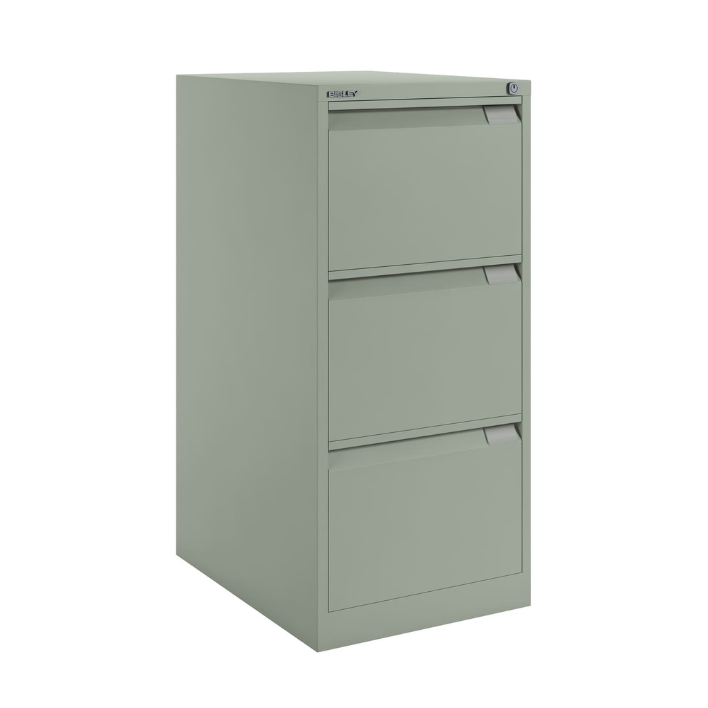 Archivador metálico Bisley BS Premium con tres cajones tamaño folio para clasificar carpetas colgantes en color gris oscuro