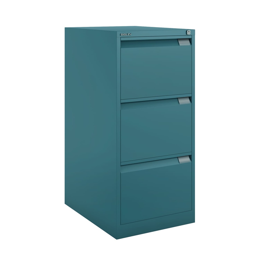 Archivador metálico Bisley BS Premium con tres cajones tamaño folio para clasificar carpetas colgantes en color Doulton