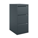 Archivador metálico Bisley BS Premium con tres cajones tamaño folio para clasificar carpetas colgantes en color gris casi negro
