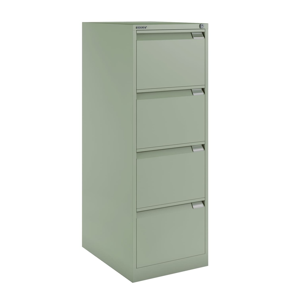 Archivador metálico Bisley BS Premium con cuatro cajones tamaño folio para clasificar carpetas colgantes en color gris oscuro