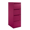 Archivador metálico Bisley BS Premium con cuatro cajones tamaño folio para clasificar carpetas colgantes en color rosa fucsia Berry