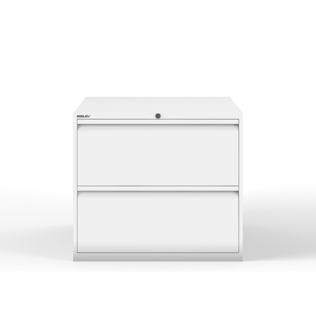 Archivador metálico Bisley con dos cajones dobles para clasificar carpetas colgantes DIN-A4 en dos filas pintado en color blanco tiza