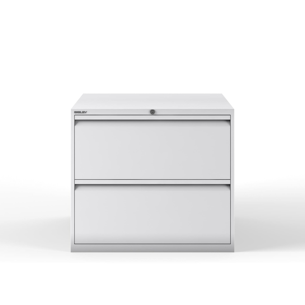 Archivador metálico Bisley con dos cajones dobles para clasificar carpetas colgantes DIN-A4 en dos filas pintado en color gris estándar