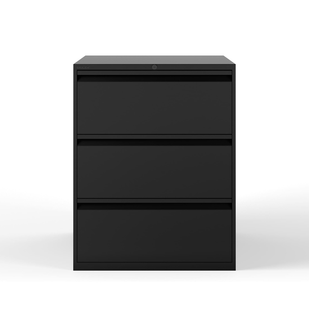 Archivador metálico Bisley con tres cajones dobles para clasificar carpetas colgantes DIN-A4 en tres filas pintado en color negro