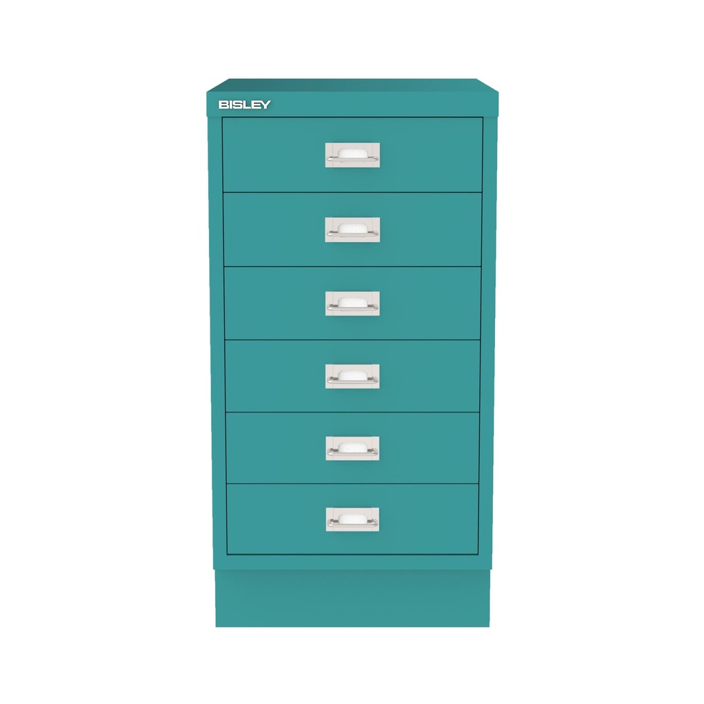 Vista frontal del fichero multicajones Bisley 112 en color verde marino