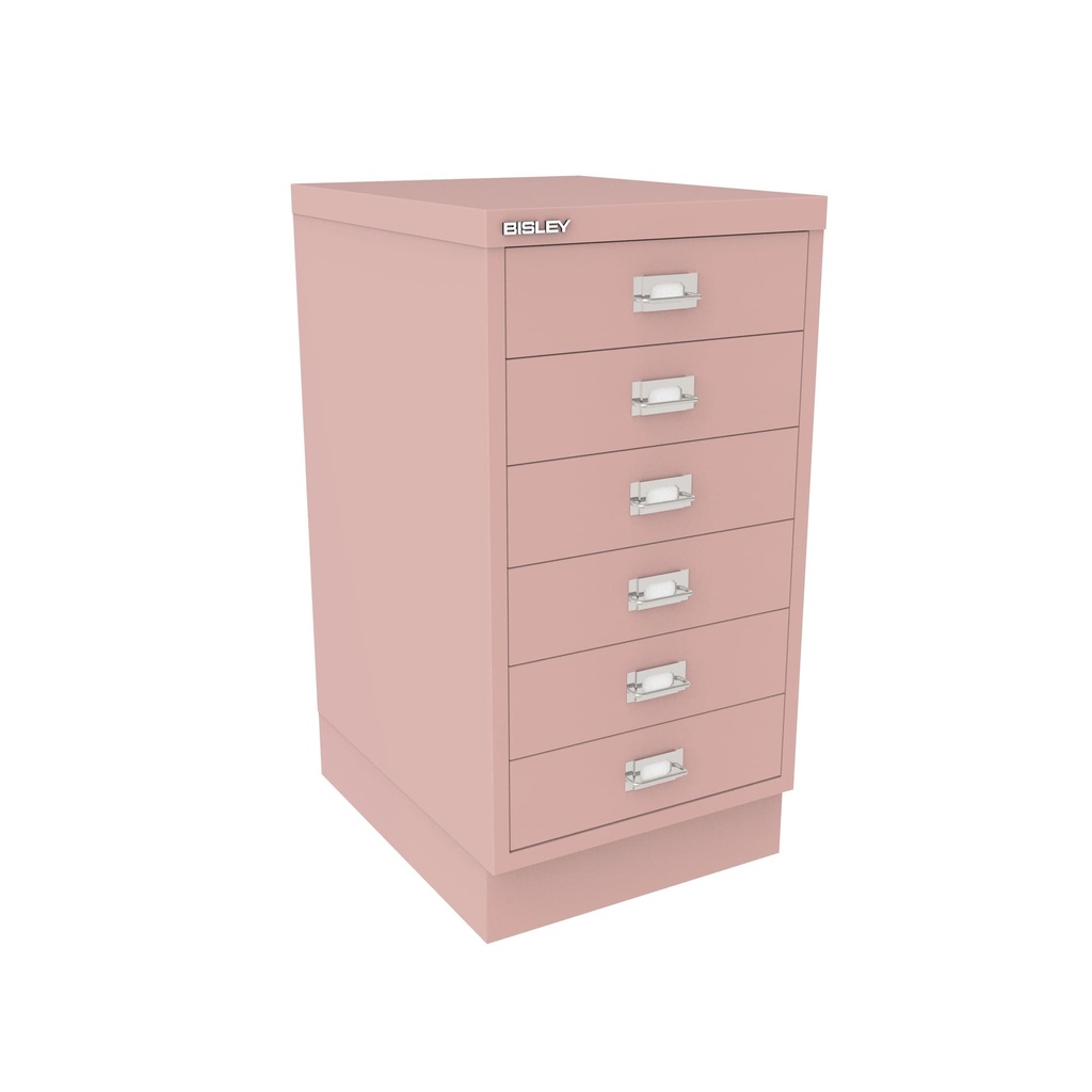 Vista en tres cuartos del fichero multicajones Bisley 112 en color rosa