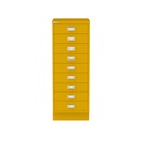 Vista frontal del fichero multicajones Bisley 114 en color amarillo