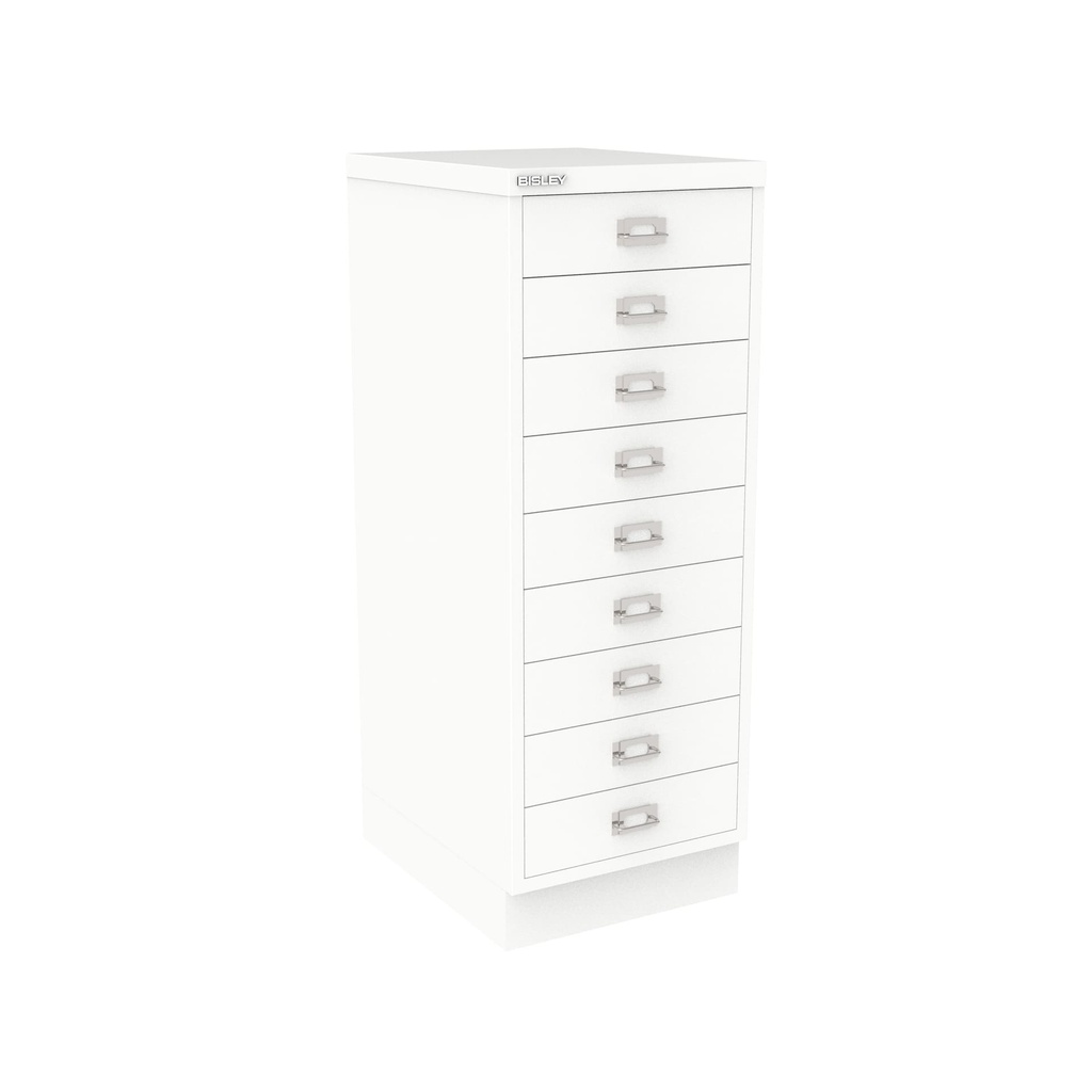 Vista en tres cuartos del fichero multicajones Bisley 114 en color blanco tráfico