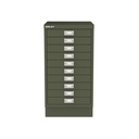 Vista frontal del fichero multicajones Bisley 116 en color verde aceituna