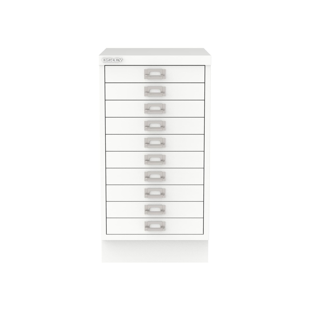 Vista frontal del fichero multicajones Bisley 116 en color blanco tráfico