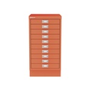 Vista frontal del fichero multicajones Bisley 116 en color coral