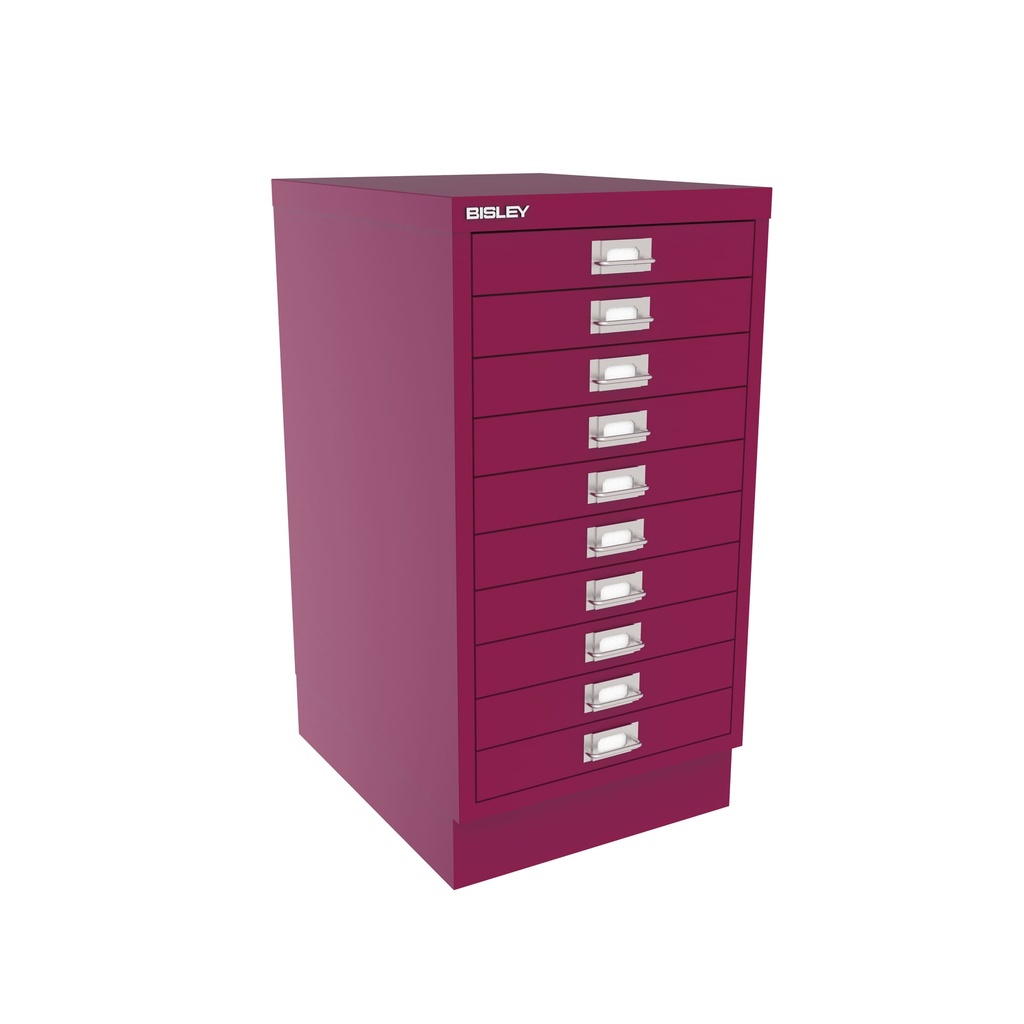 Vista en tres cuartos del fichero multicajones Bisley 116 en color rosa Berry