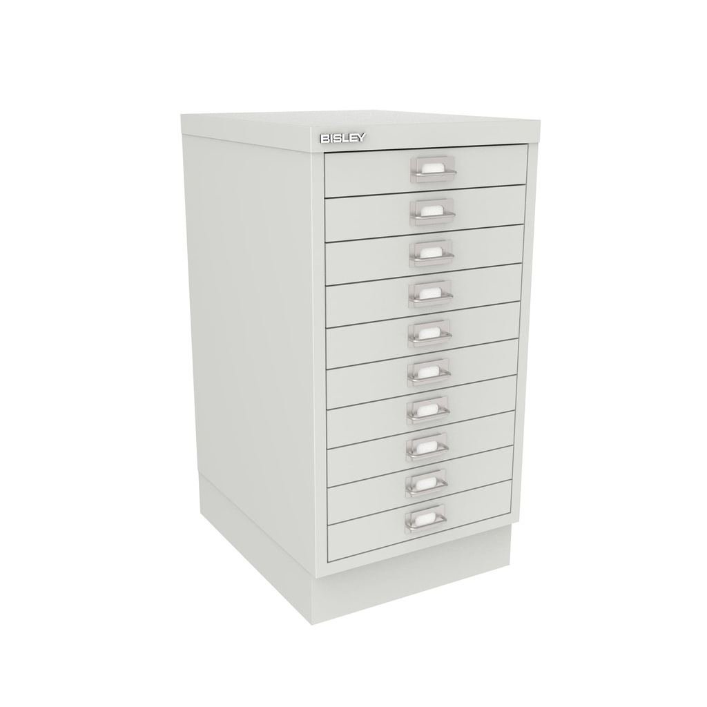 Vista en tres cuartos del fichero multicajones Bisley 116 en color blanco tiza
