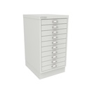 Vista en tres cuartos del fichero multicajones Bisley 116 en color blanco tiza