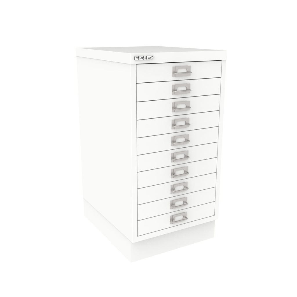 Vista en tres cuartos del fichero multicajones Bisley 116 en color blanco tráfico