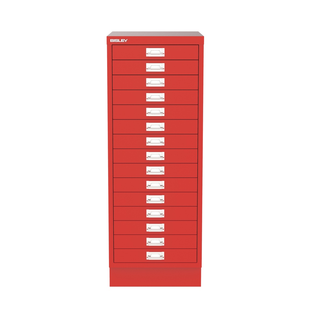 Vista frontal del fichero multicajones Bisley 118 en color rojo cardenal