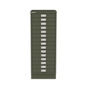 Vista frontal del fichero multicajones Bisley 118 en color verde aceituna