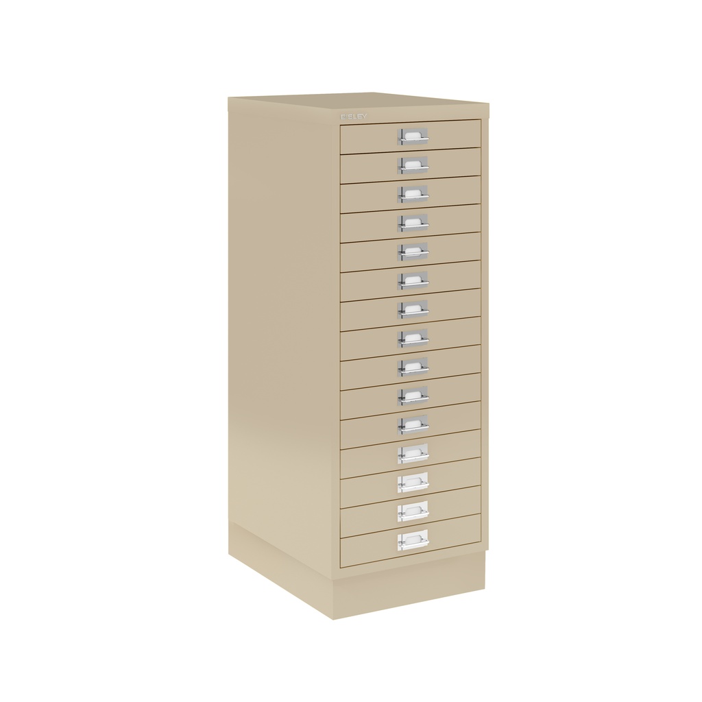 Vista en tres cuartos del fichero multicajones Bisley 118 en color beige