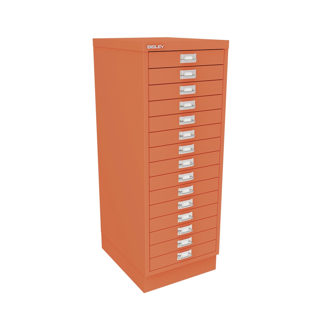 Vista en tres cuartos del fichero multicajones Bisley 118 en color coral
