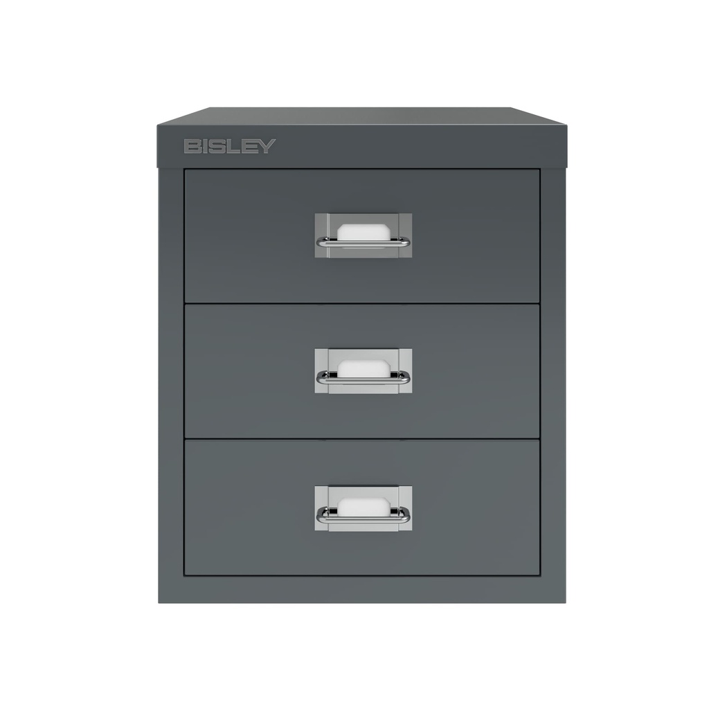 Vista frontal del fichero multicajones Bisley H123NL en color antracita