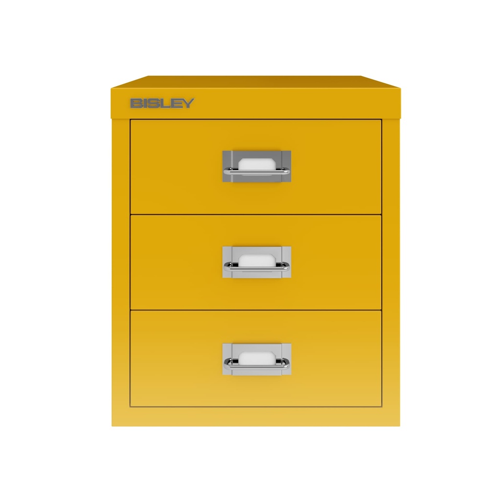 Vista frontal del fichero multicajones Bisley H123NL en color amarillo