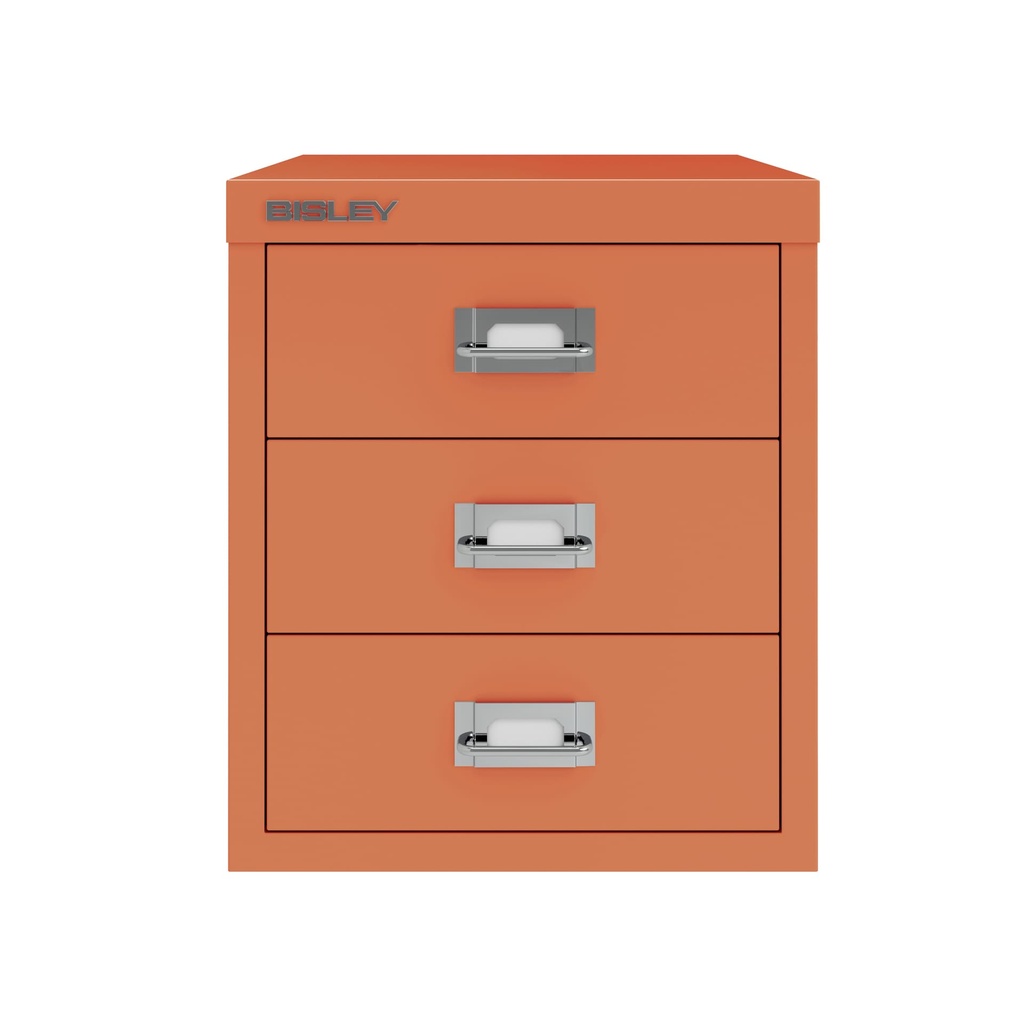 Vista frontal del fichero multicajones Bisley H123NL en color coral