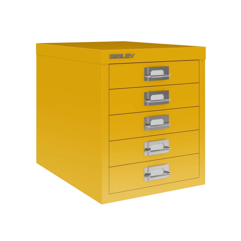 Vista en tres cuartos del fichero multicajones Bisley H125NL en color amarillo