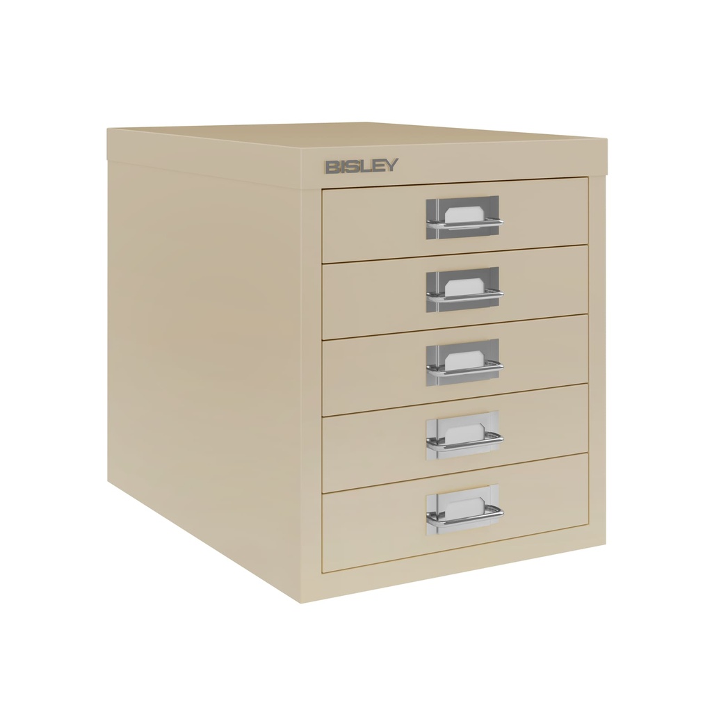 Vista en tres cuartos del fichero multicajones Bisley H125NL en color beige
