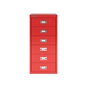 Vista frontal del fichero multicajones Bisley H296NL en color rojo cardenal