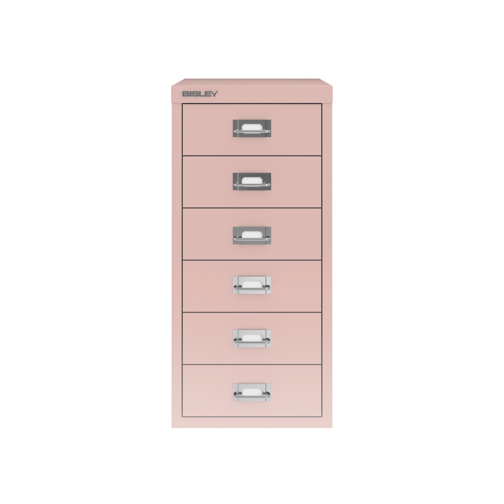 Vista frontal del fichero multicajones Bisley H296NL en color rosa