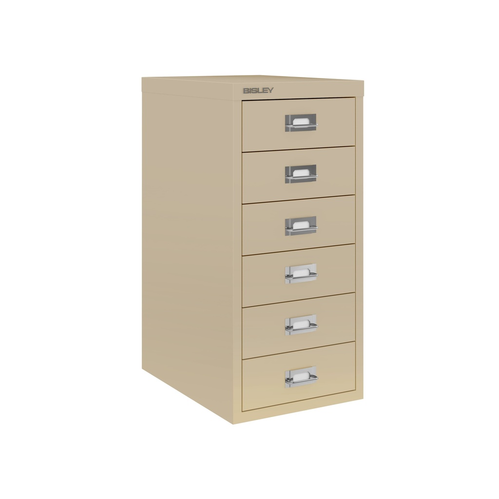 Vista en tres cuartos del fichero multicajones Bisley H296NL en color beige