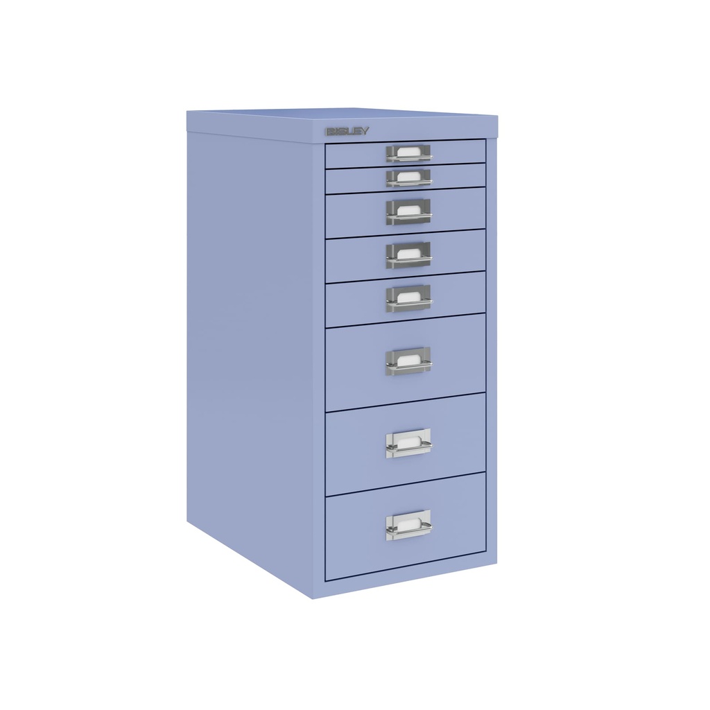 Vista en tres cuartos del fichero multicajones Bisley H298BNL en color lila