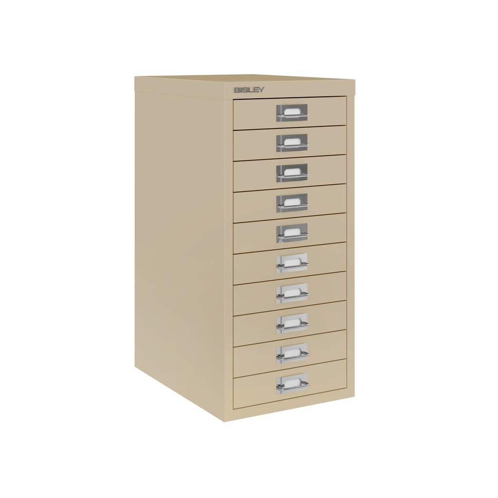 Vista en tres cuartos del fichero multicajones Bisley H2910NL en color beige