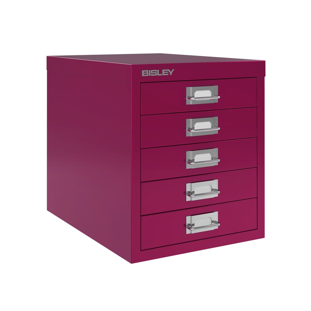Cajonera Bisley MultiDrawers con cinco cajones sobremesa en color rosa morado Berry