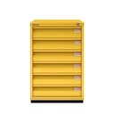 Archivador con tres cajones personales y uno de archivo de carpetas amarillo