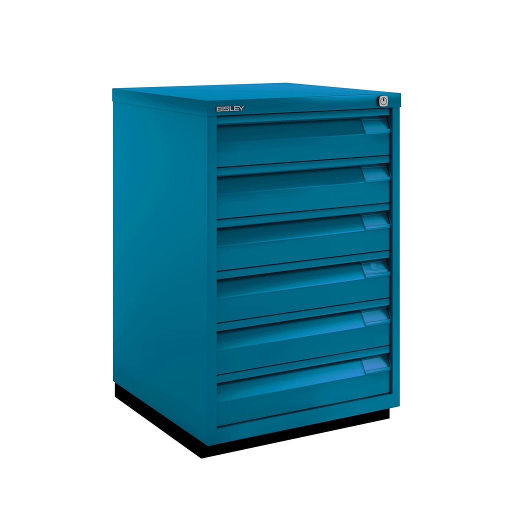 Archivador con tres cajones personales y uno de archivo de carpetas azul