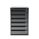 Archivador con tres cajones personales y uno de archivo de carpetas plata