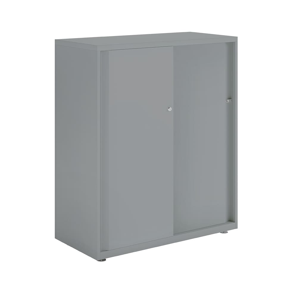 Armario color plata metálico de diseño Bisley Glide con puertas correderas lisas