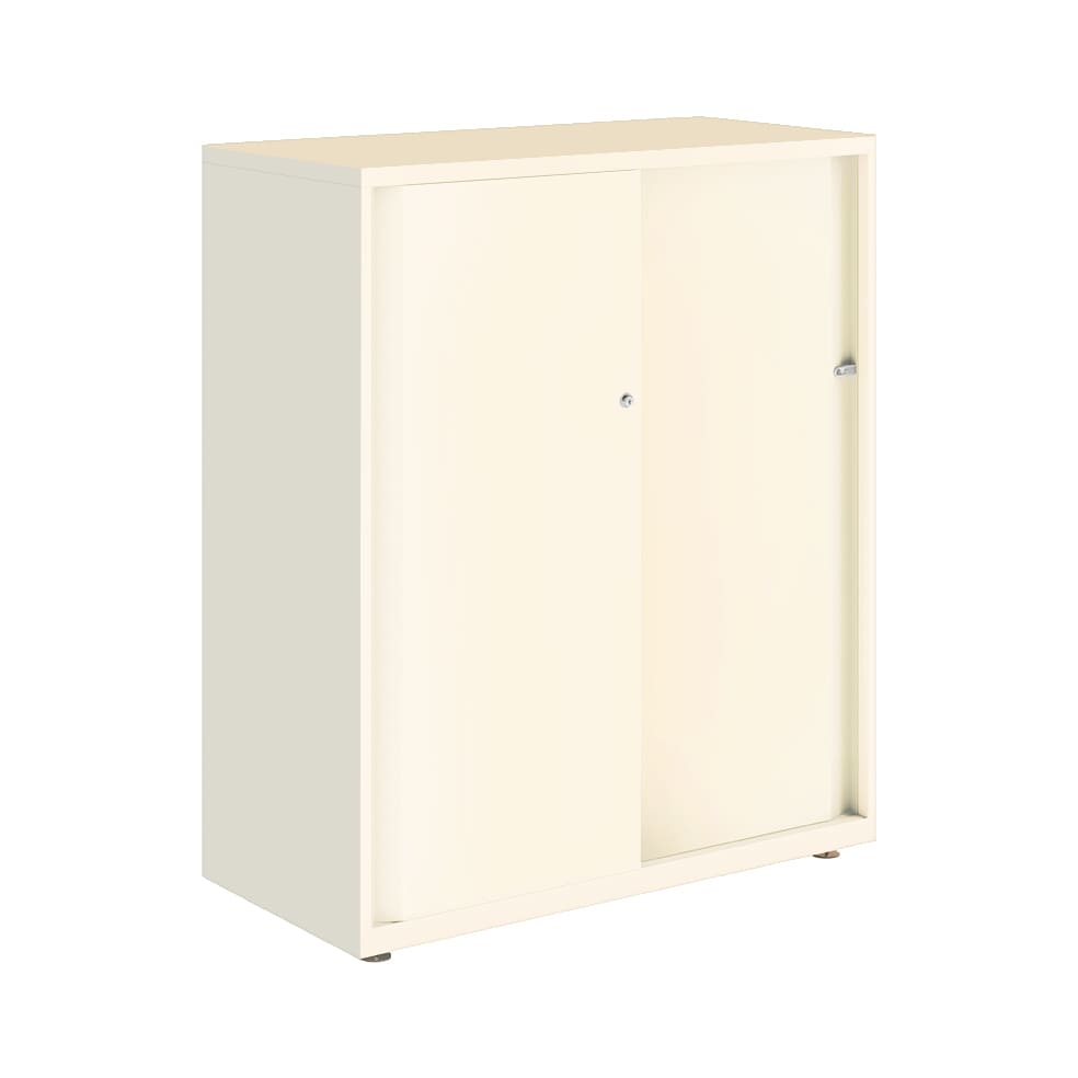 Armario color blanco metálico de diseño Bisley Glide con puertas correderas lisas